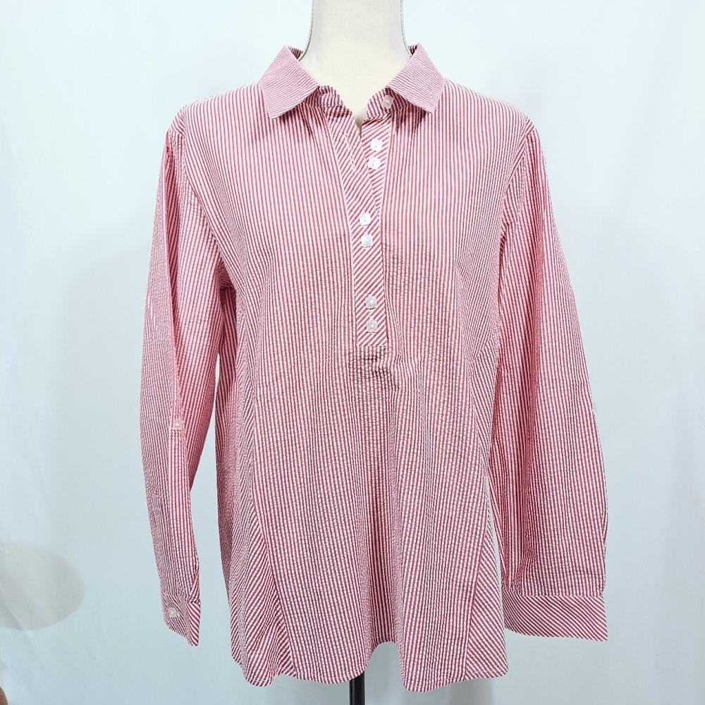 Norm Thompson Escape From The Ordinary Rose Seersucker Tunic